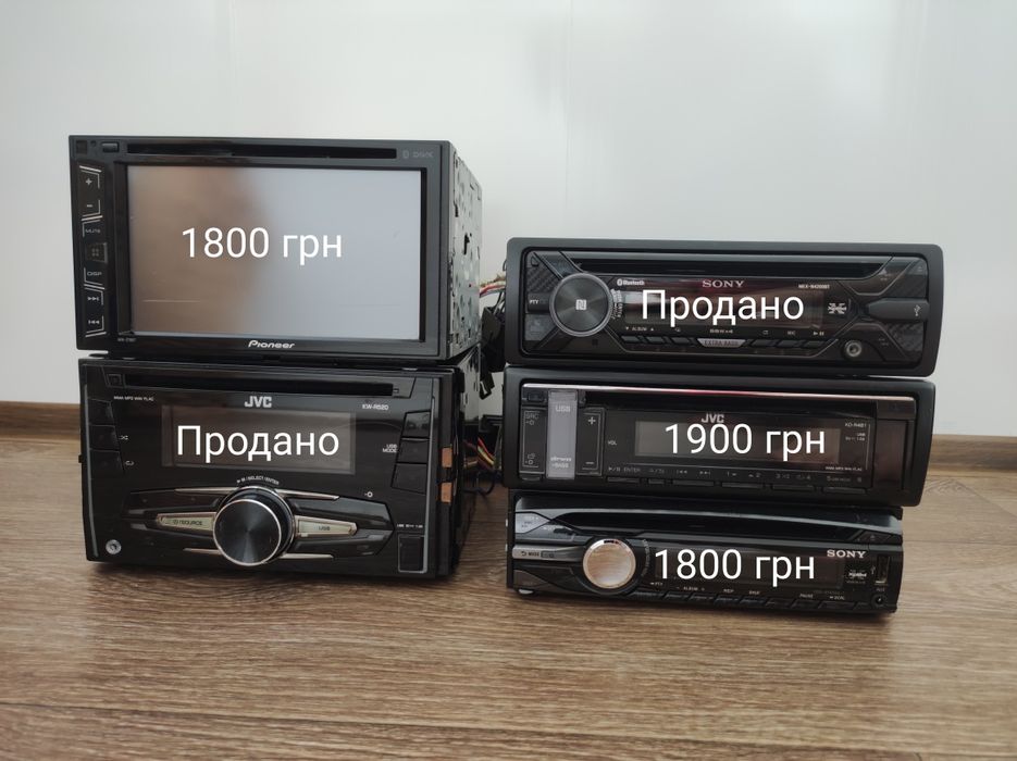 Оригінальні автомагнітоли Sony, Pioneer, JVC