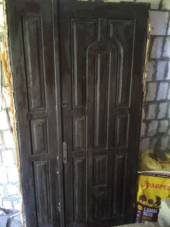 Drzwi zewnętrzne, dwuskrzydłowe, drewniane 120x230 cm + ościeżnica