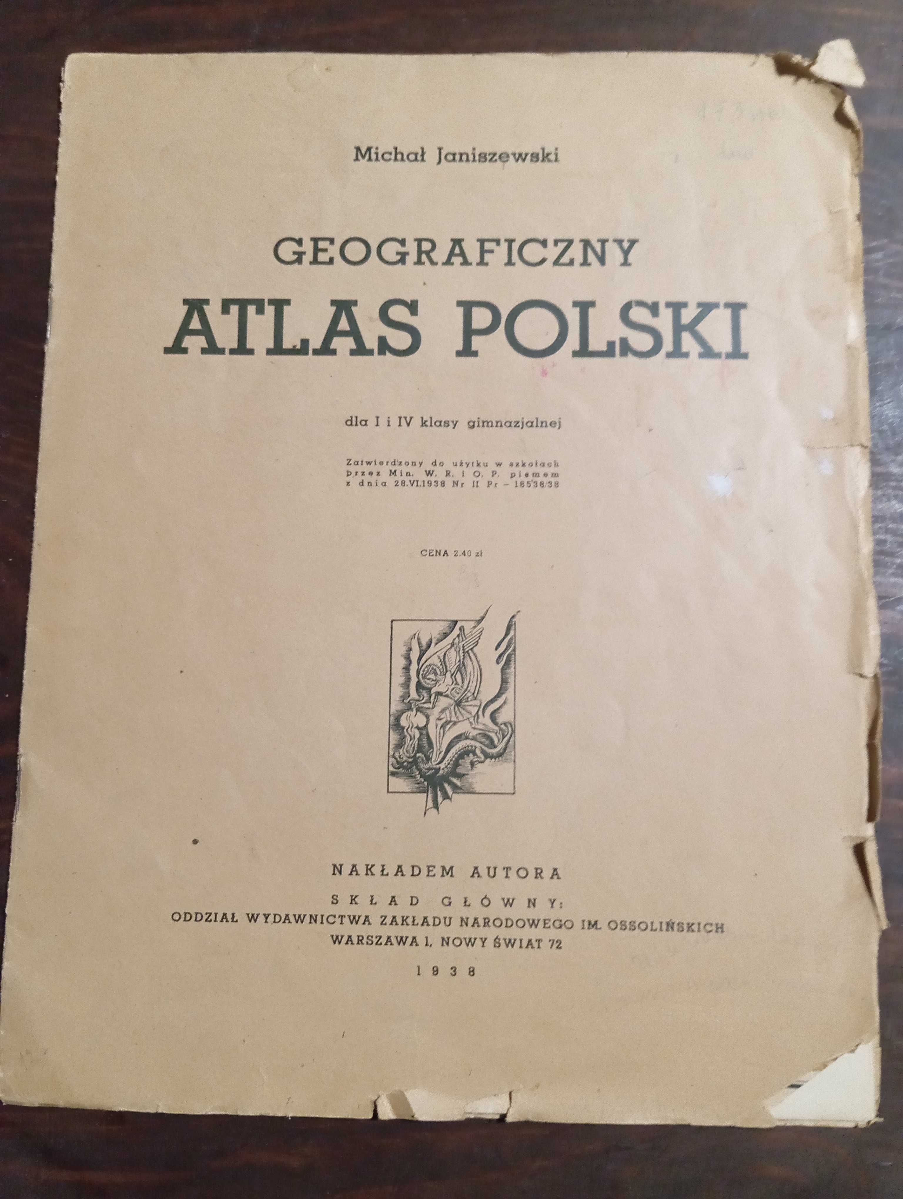 M. Janiszewski Geograficzny atlas Polski 1938 rok