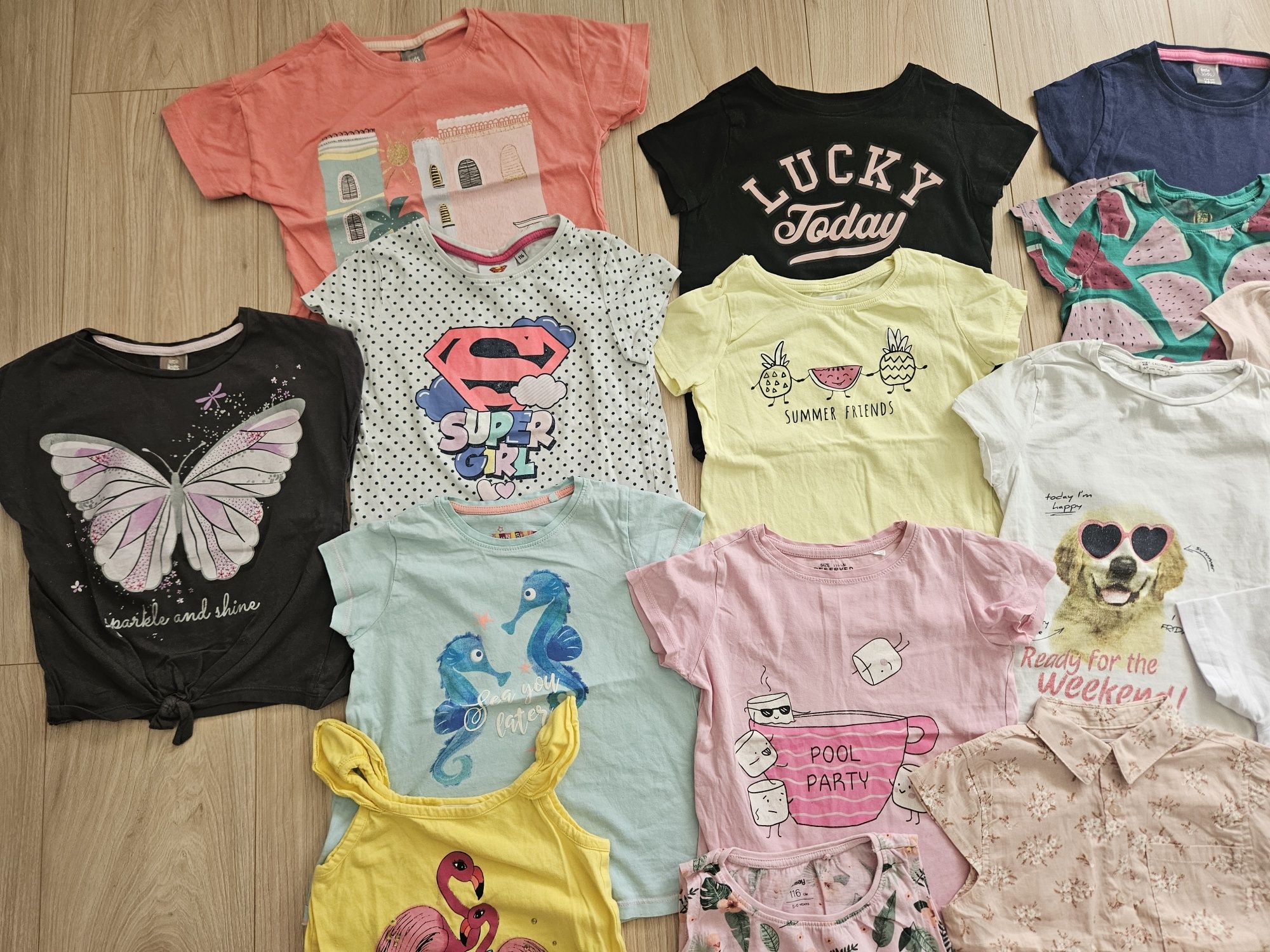 T-shirty/ bluzki z krótkim rękawem roz.116, 16 sztuk