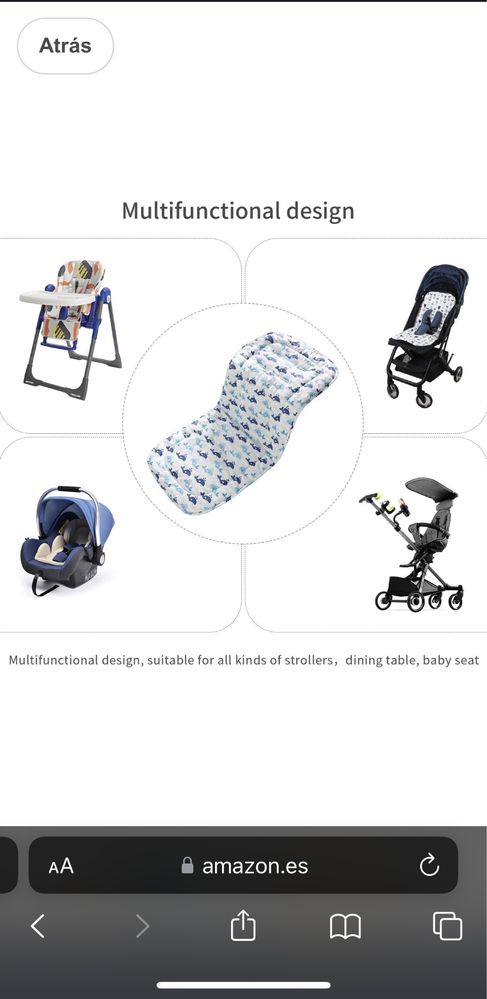 Almofada bebe para assento de carrinho de bebe e assento de carro