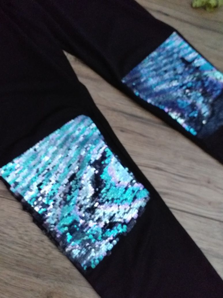 Legginsy czarne z cekiny