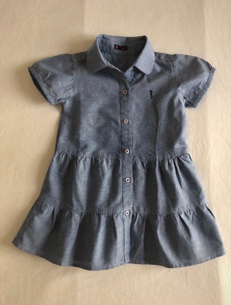 Vestido camiseiro oxford azul | 2 Anos | Lanidor