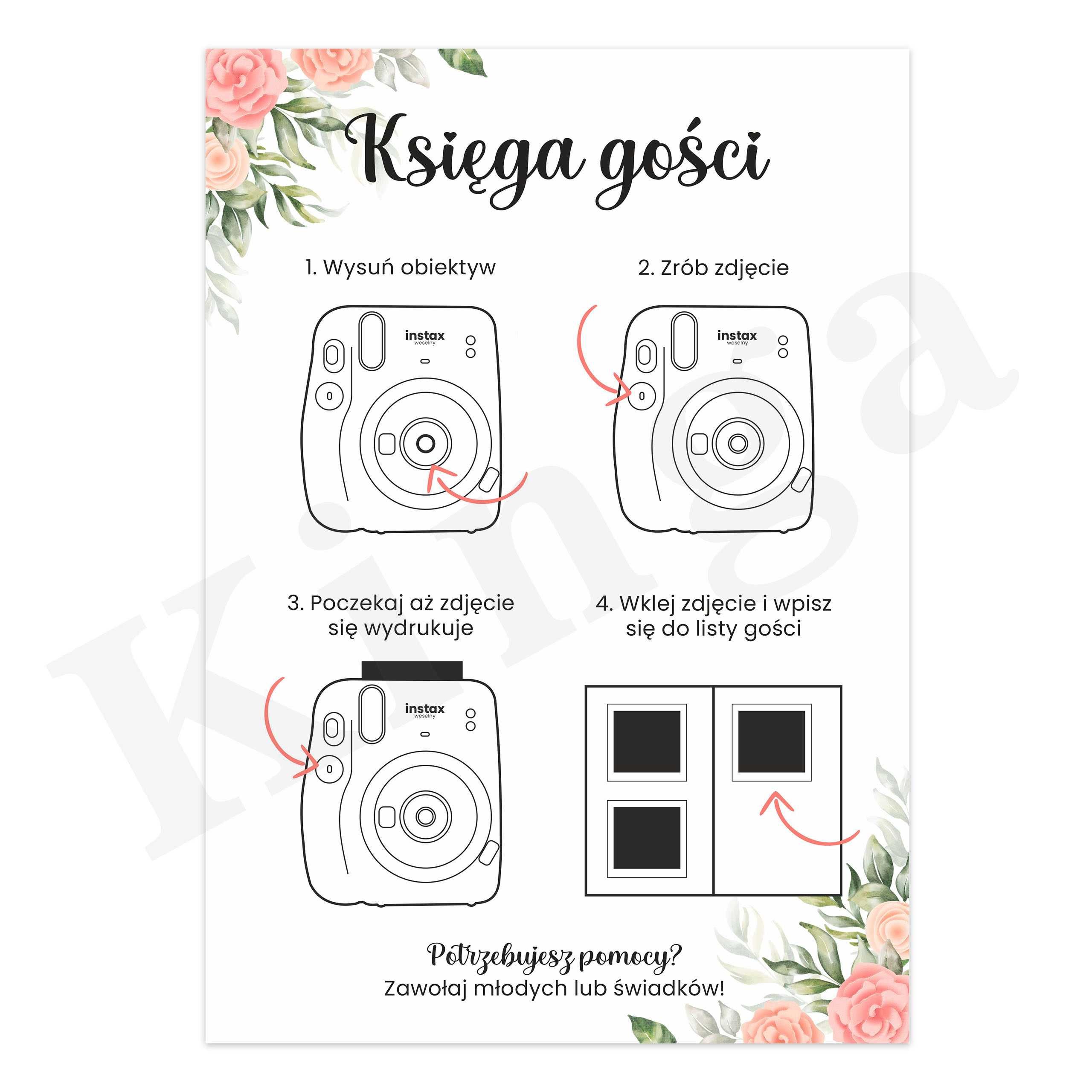 Instrukcja do aparatu instax | Księga gości na wesele