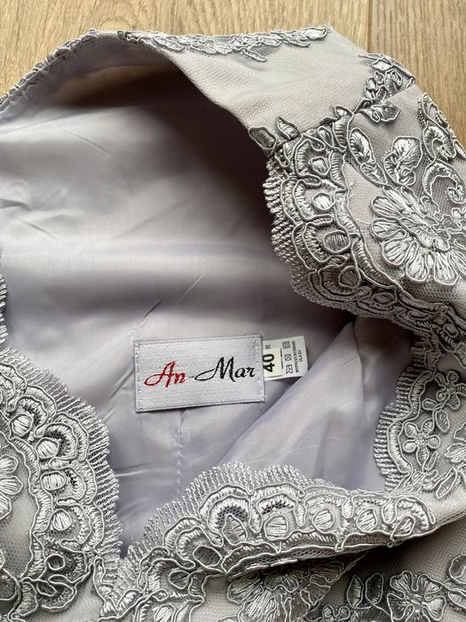 Piękna szara sukienka koronka 40 wesele sylwester