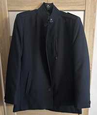 Czarny męski płaszcz flauszowy XL