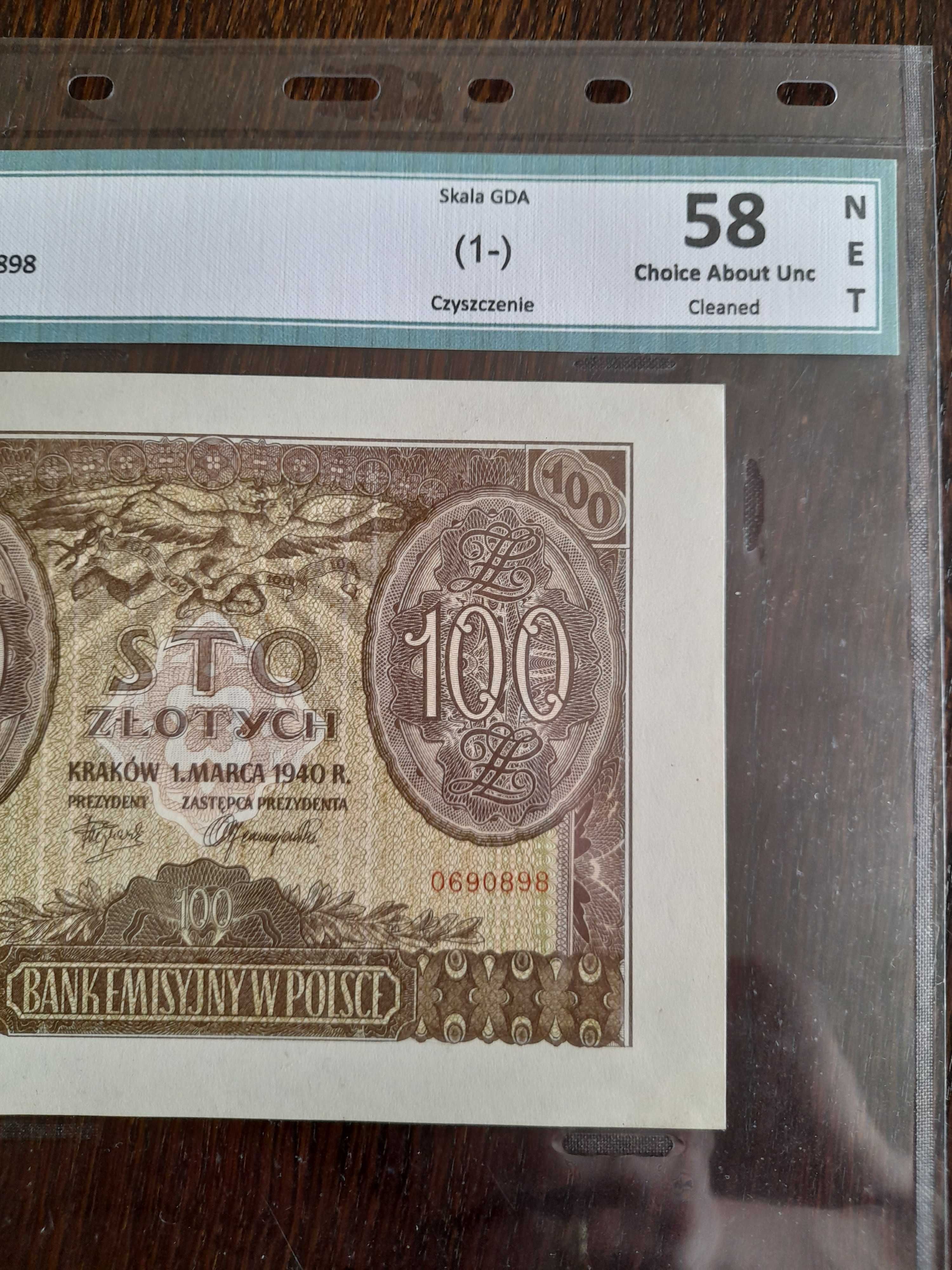 Banknot 100zł z 1940rok FALSYFIKAT