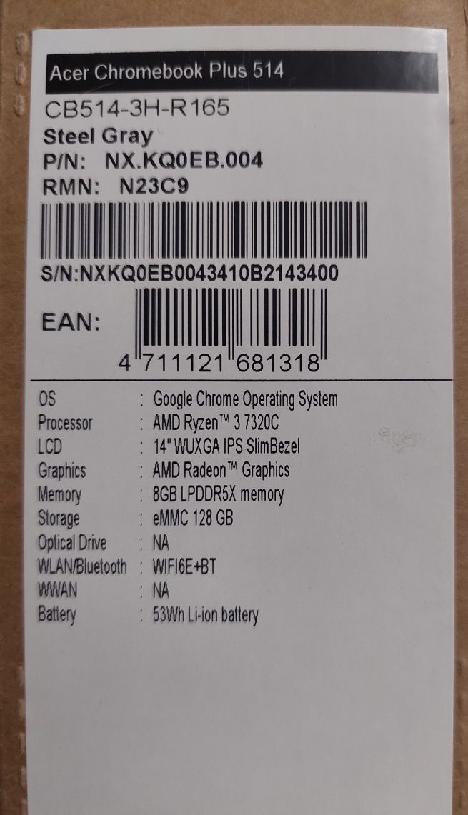 Acer Chromebook plus 514 8/128 ноутбук
