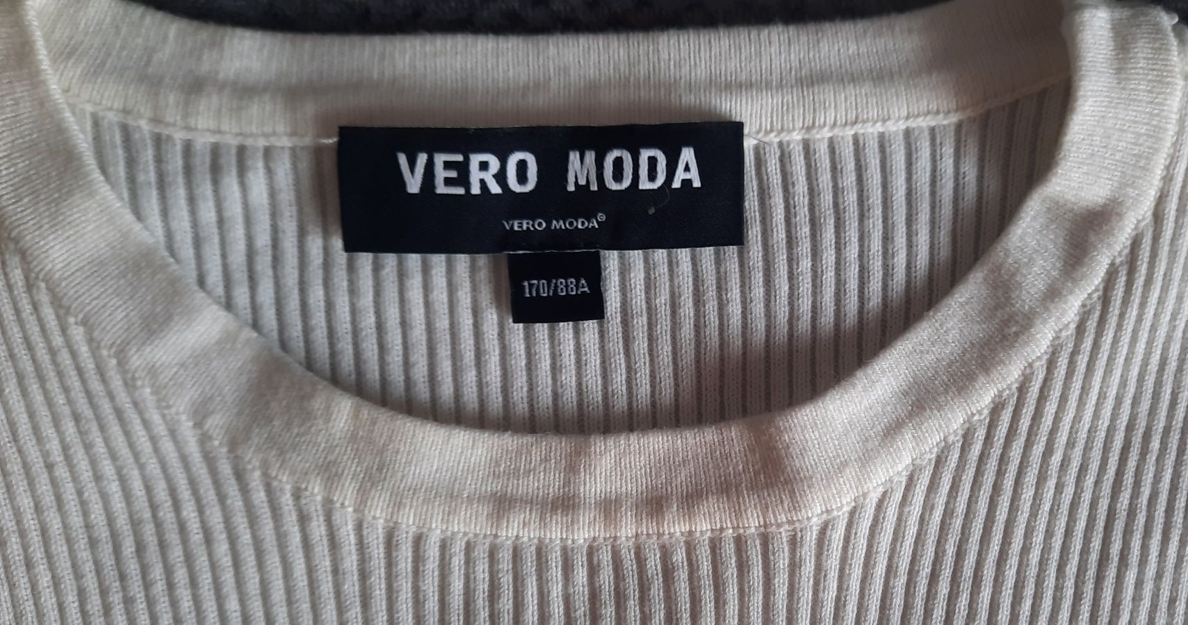 Bluzka Vero Moda kremowa, ecri, brąz, czarny