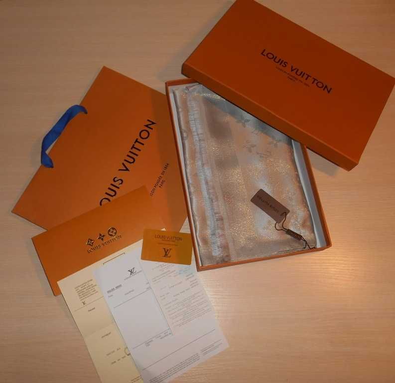 Louis Vuitton, Szal Szalik apaszka damski kasmirowa, Francja 00311