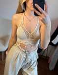 Szydelkowy top boho beźowy