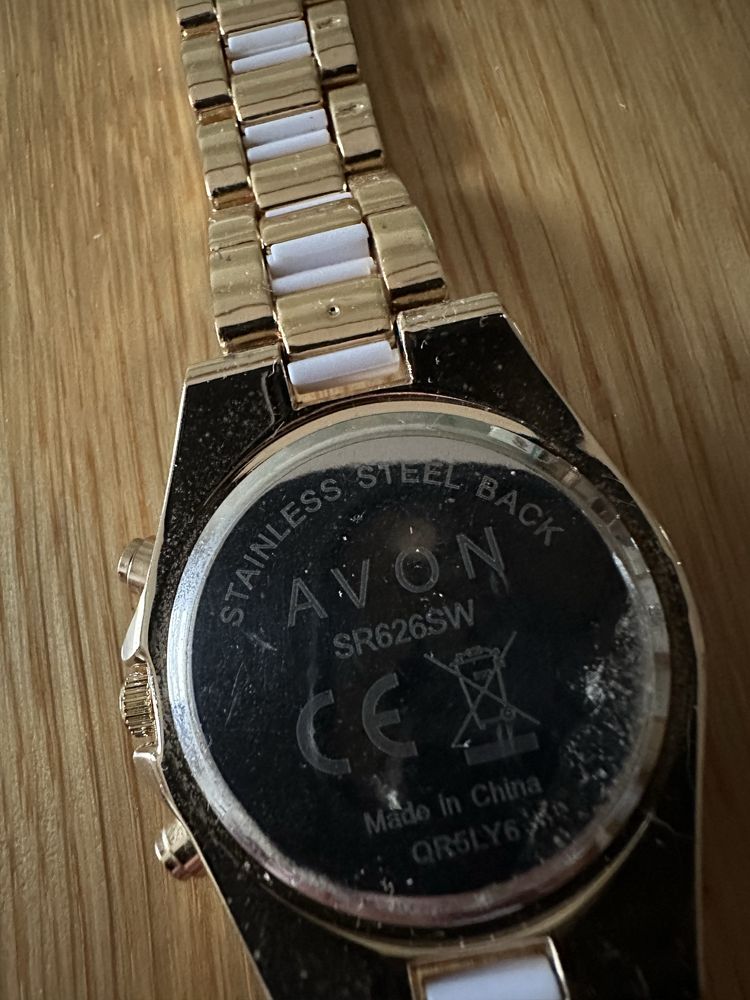 Biało Złoty Zegarek Avon Stal Nierdzewna