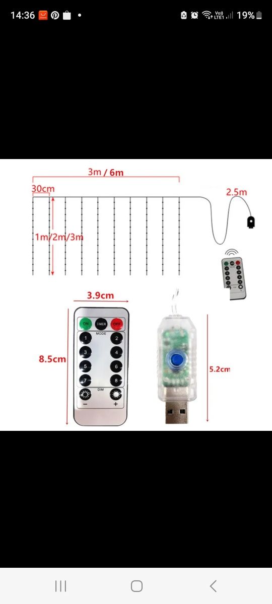 Girlanda świetlna kurtyna led świąteczne światełka na okno 3m x 2m