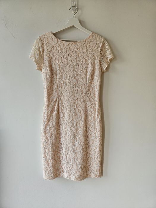 Elegancka koronkowa sukienka wesele komunia L