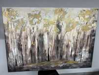 Obraz 100×70 cm – ręcznie malowany, nowoczesny pejzaż ze złotem