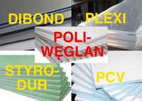 PŁYTY TWORZTWA Didond-PCV-Plexi-Styrodur oraz inne materiały