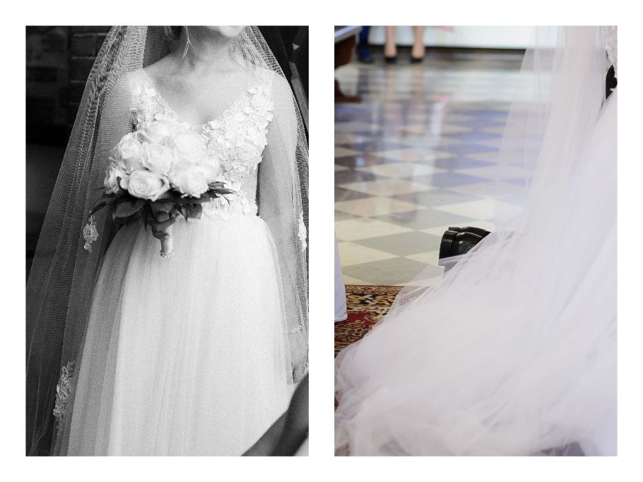 Suknia ślubna adria 36 dwa welony welon długi piękna zwiewna