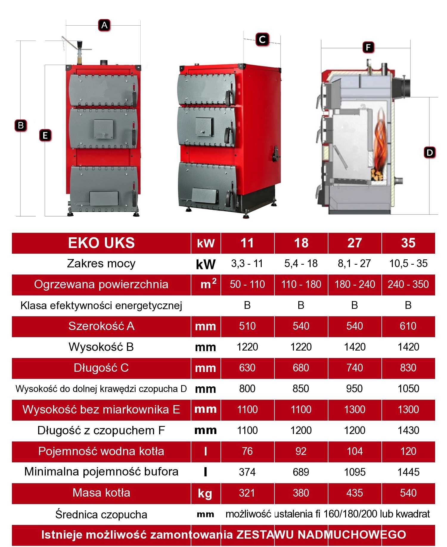 Kocioł co Eko Uks 27 kW piec dofinansowanie 5 klasa węgiel drewno eko