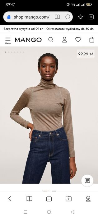 Mango nowa bluzka golf długi rękaw