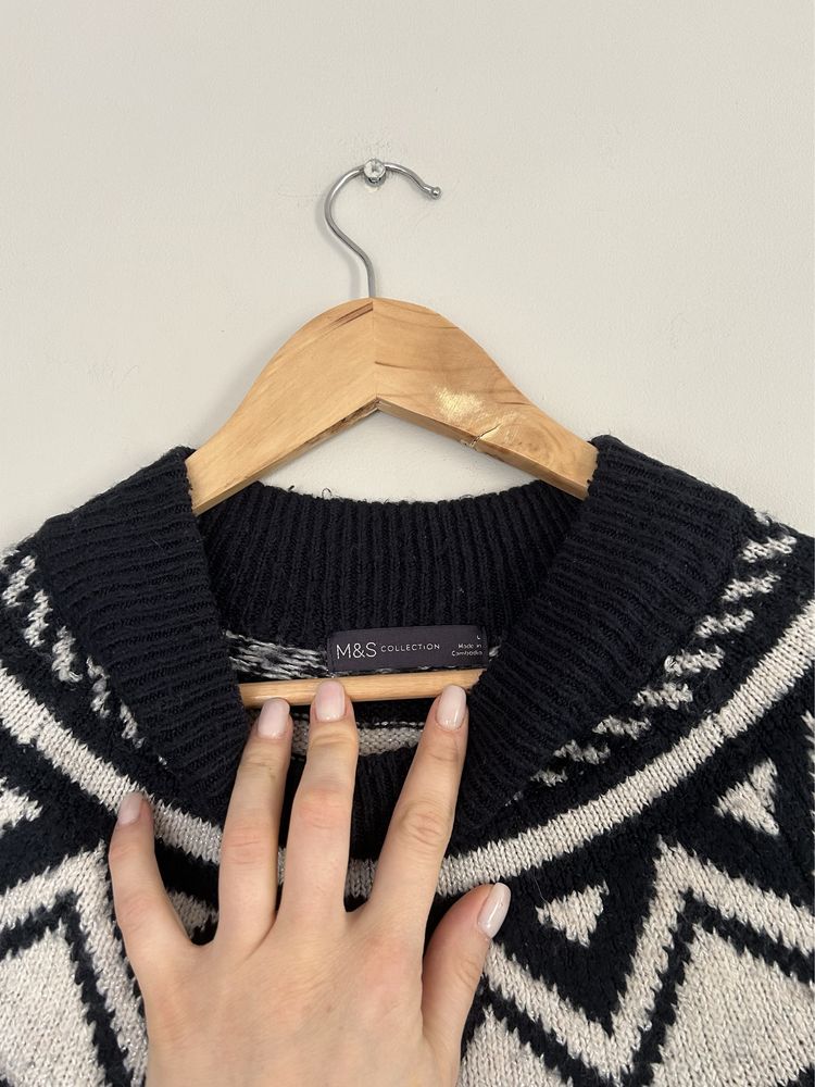 Granatowy sweter damski L