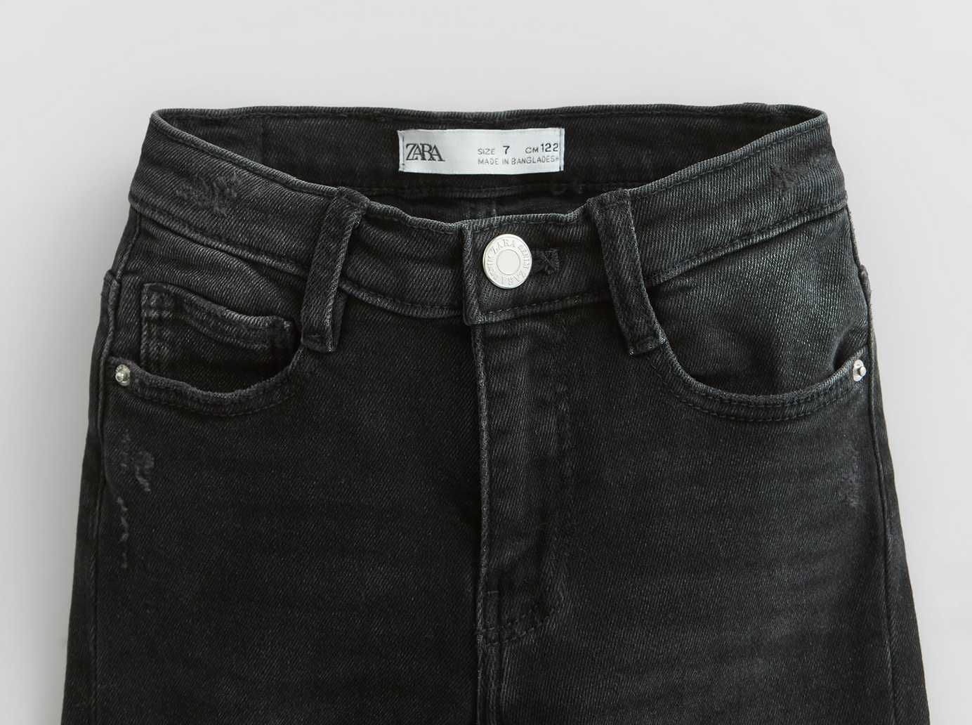 Zara nowe czarne spodnie jeansy rurki z rozdarciami 10 lat 140