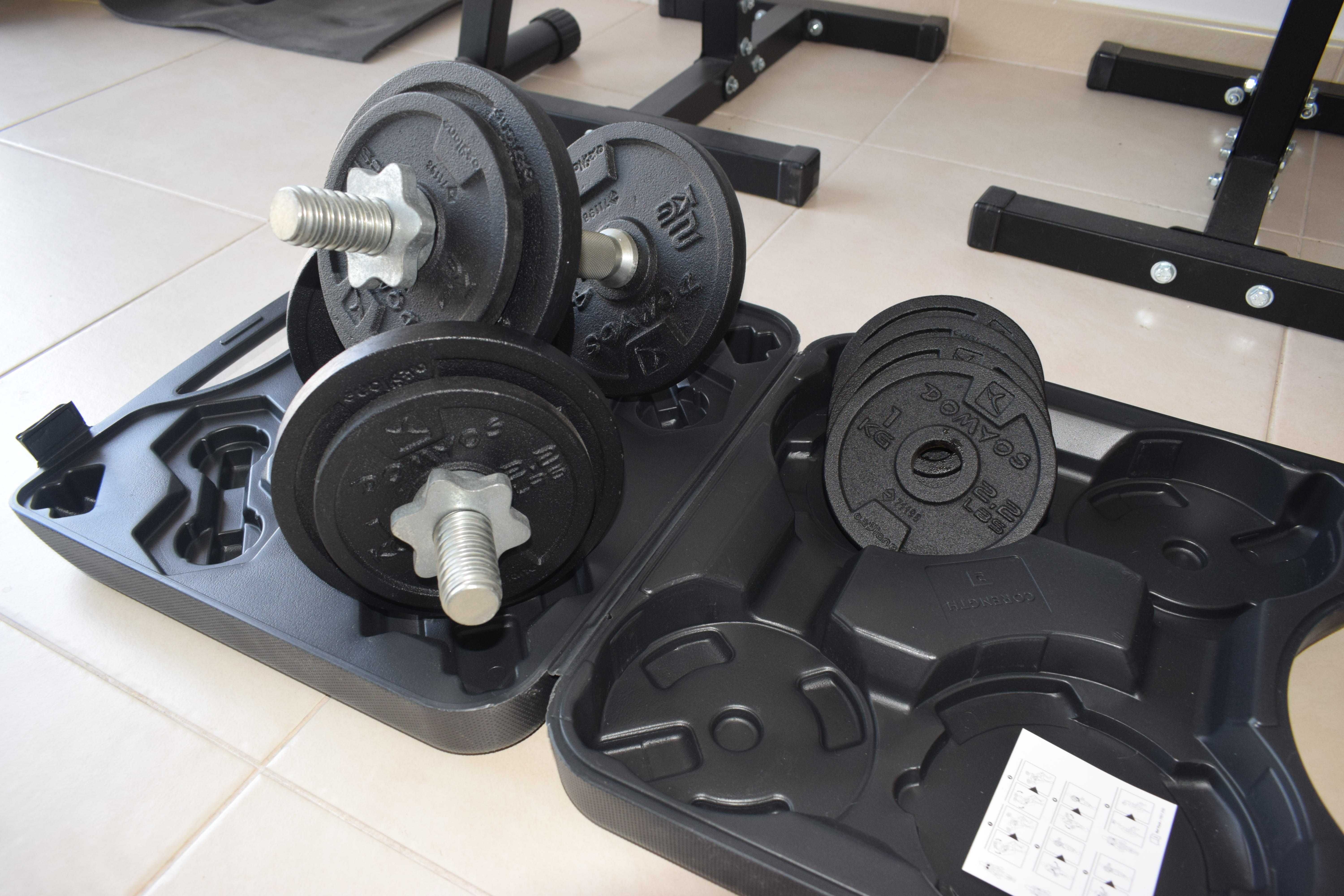 Kit / Conjunto Barras Halteres + Discos Pesos