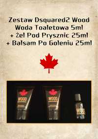 Dsquared2 Wood WodaToaletowa 5ml + Żel Pod Prysznic 25ml + Balsam 25ml