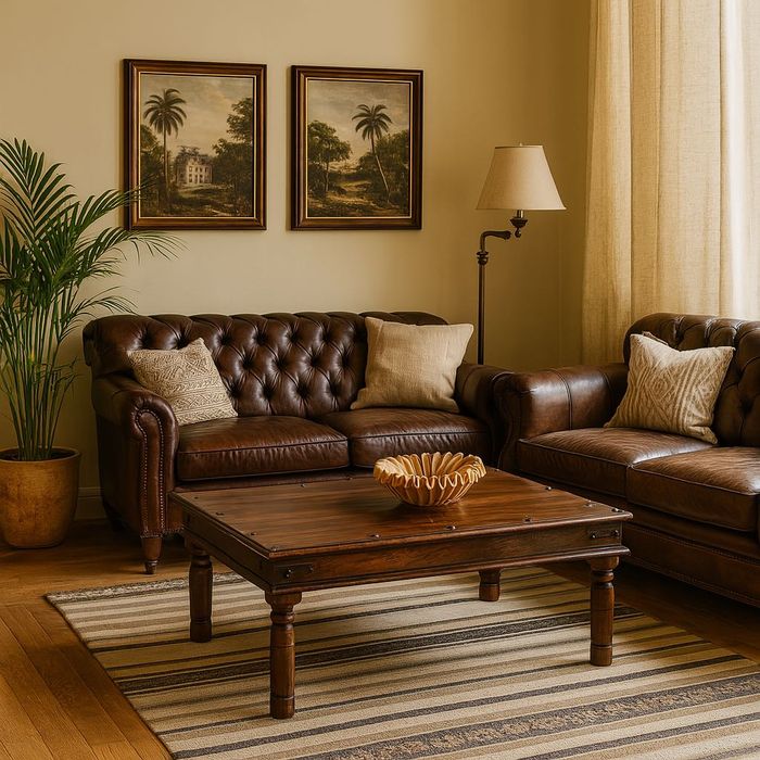 Stolik kawowy drewno palisander ciemny kolonialny ciemny okucia boho