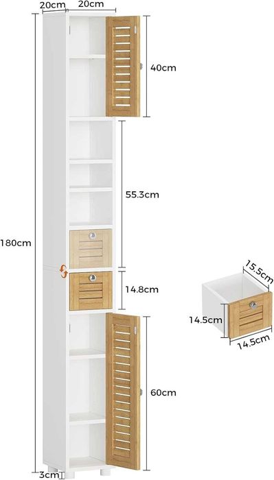 Nowa szafka łazienkowa / półka / słupek / bambusowa/ 22x20x180 / N230!