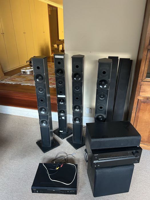 SISTEMA DE SOM COMPLETO ONKYO E 4 COLUNAS DALI SL-7 DE CHÃO