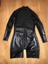 779/ Body przebranie kostium czarne XL z zamkiem latex lateks 0.4