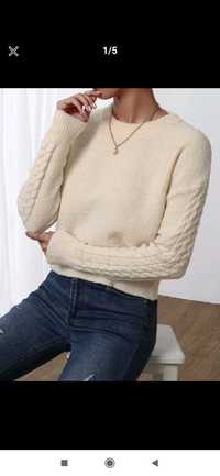 Nowy sweter damski beżowy sweterek modny kremowy tanio 36 s