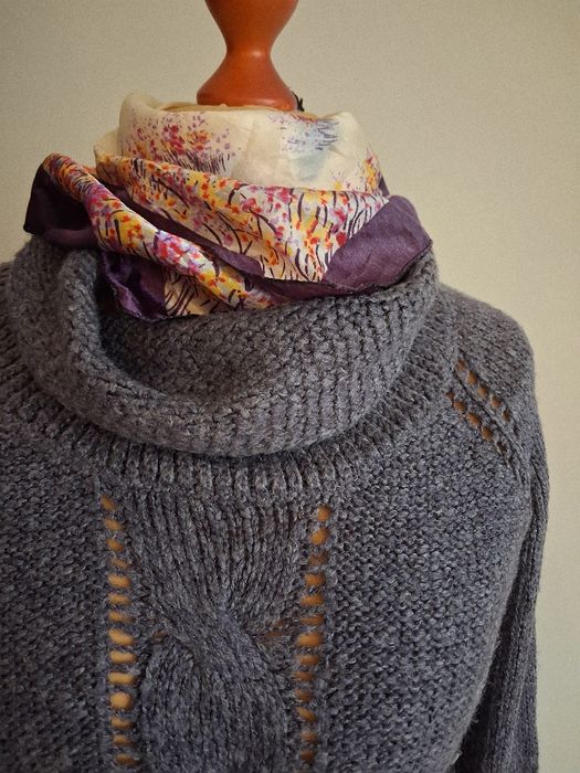 Sukienka tunika sweterkowa mocno uciagliwa F&F spokojny fiolet r uniw