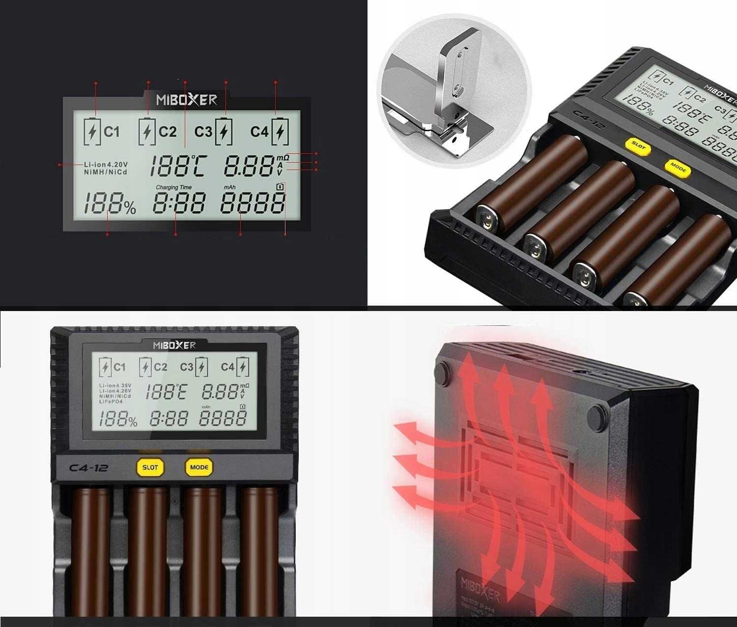 MIBOXER C4 ładowarka akumulatorków AA AAA AAAA 18650/18700/13450/13500