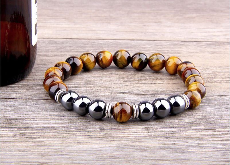 Pulseira Masculina Olho Tigre & Hematite