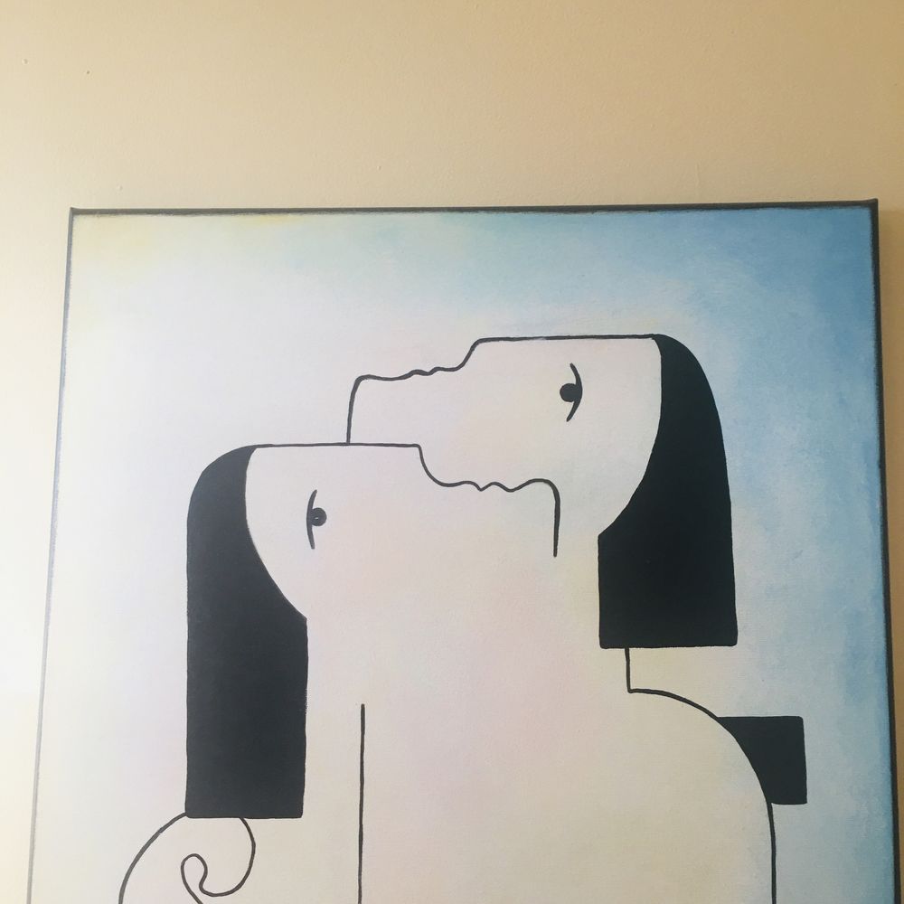 Minimalistyczny obraz linearny – para, 54x73 cm