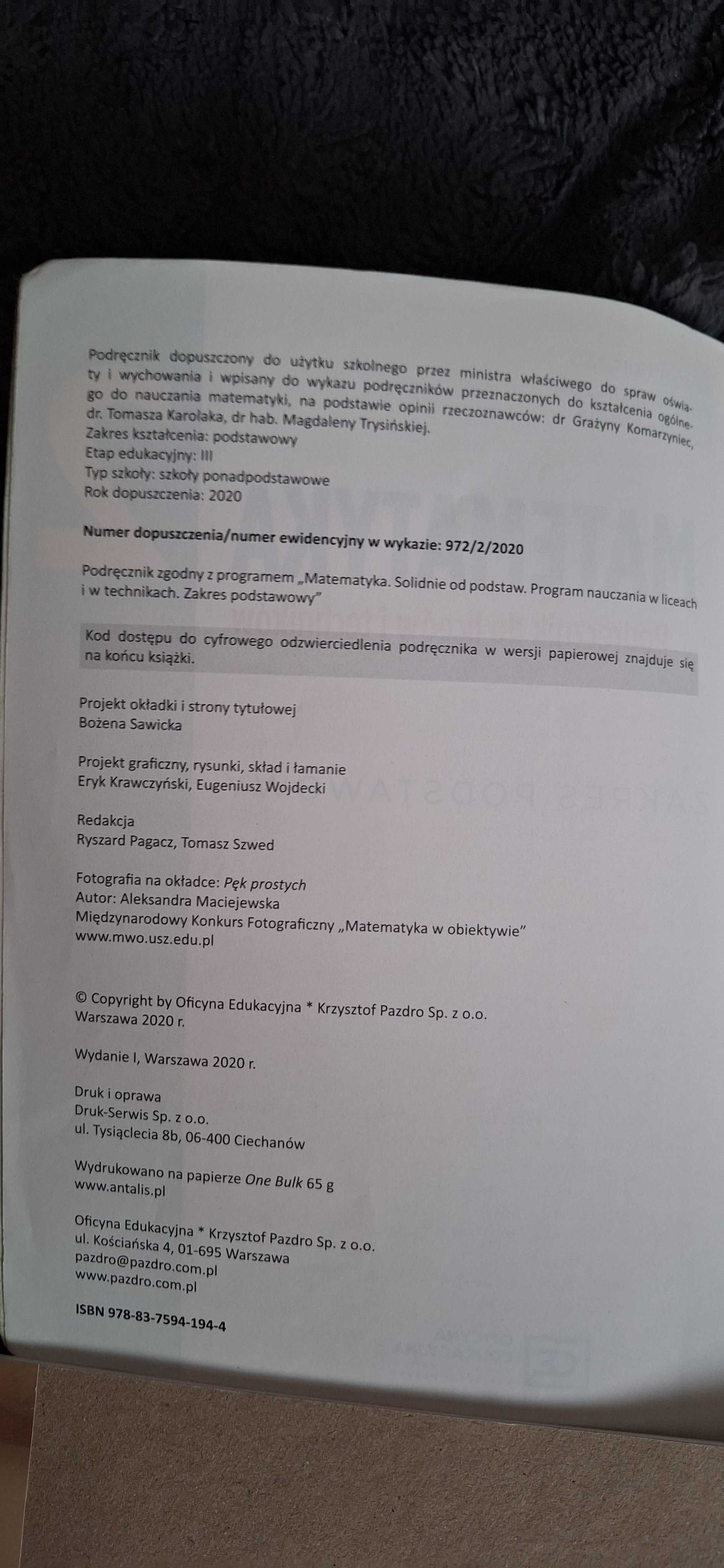 Matematyka 2 zakres podstawowy podręcznik