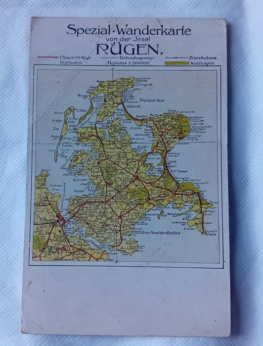 Pocztówka: Rugia. Spezial-WEanderkarte von der Insel Ruegen.III Rzesza
