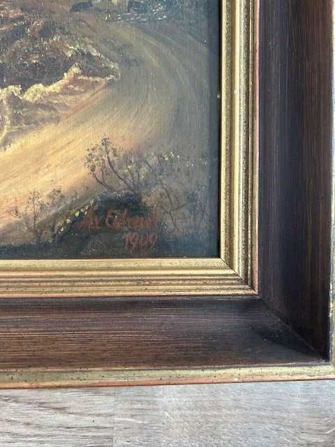 obraz olejny  1909rok  pejzaż z jeziorem