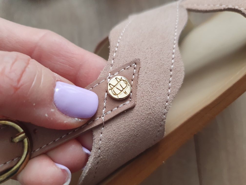 Sandały Massimo Dutti 36 skóra pudrowy róż
