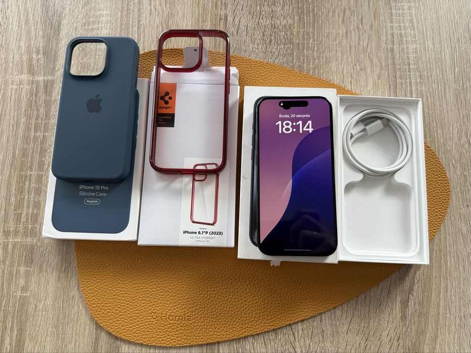 Iphone 15 pro 128GB  Blue titanium, bateria 100% Opis