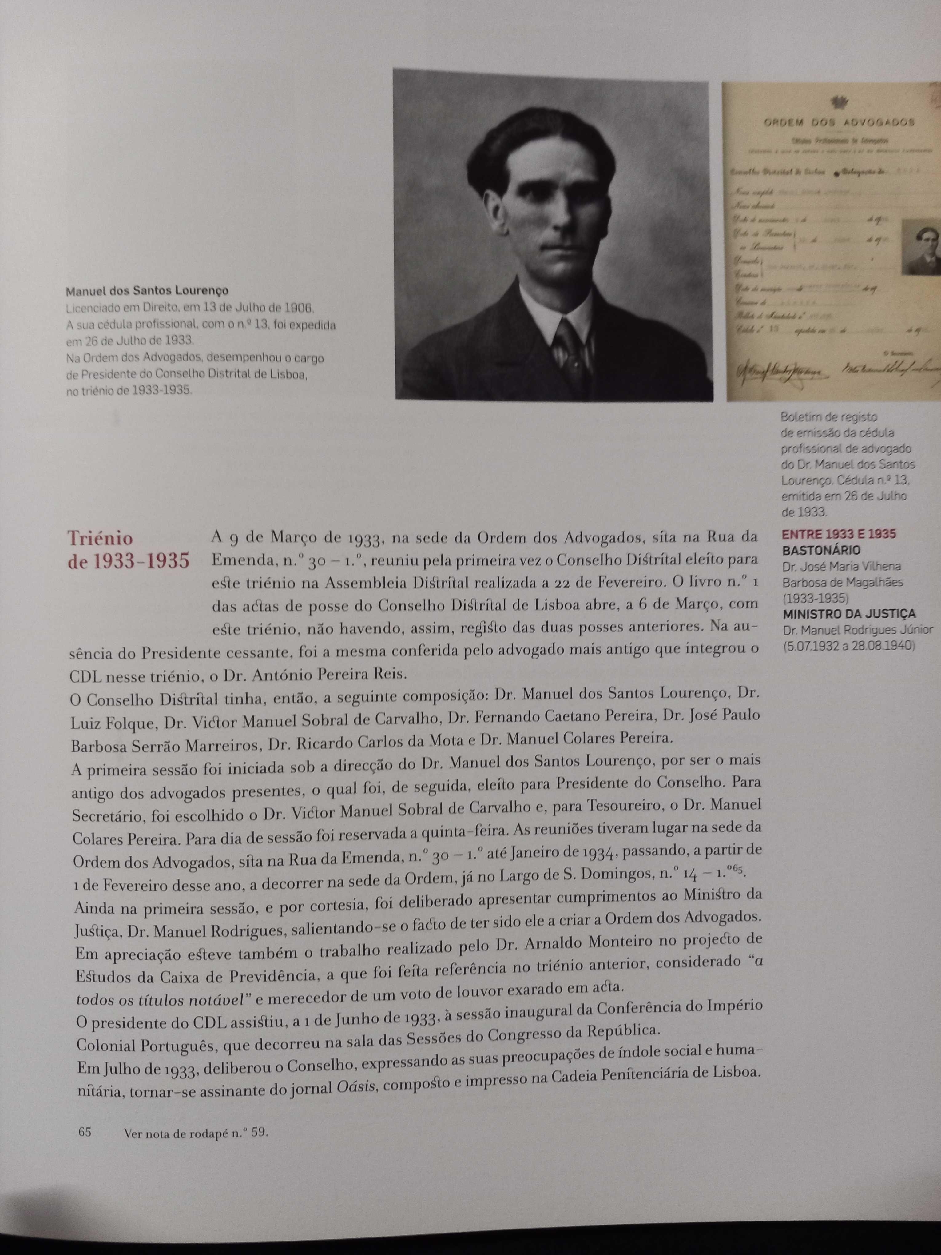 Livro - O Conselho Distrital de Lisboa da Ordem dos Advogados