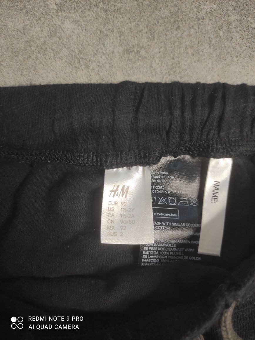 Spodnie Legi Legginsy H&M 92 czarne cienkie w paski