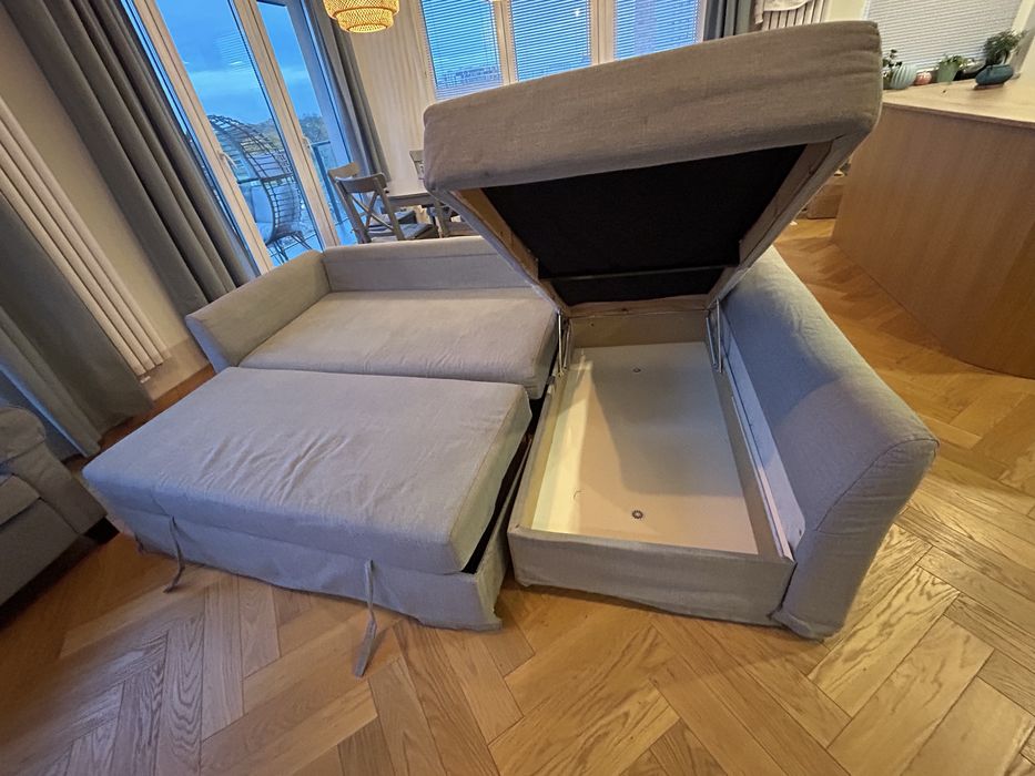 Kanapa Holmsund Ikea z szezlongiem szara z extra pokrowcami