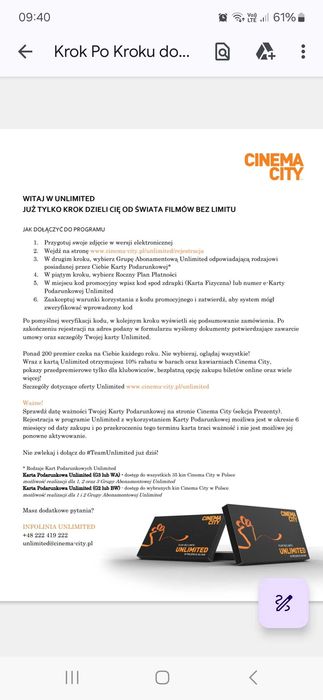 Bilet Unlimited Cinema City