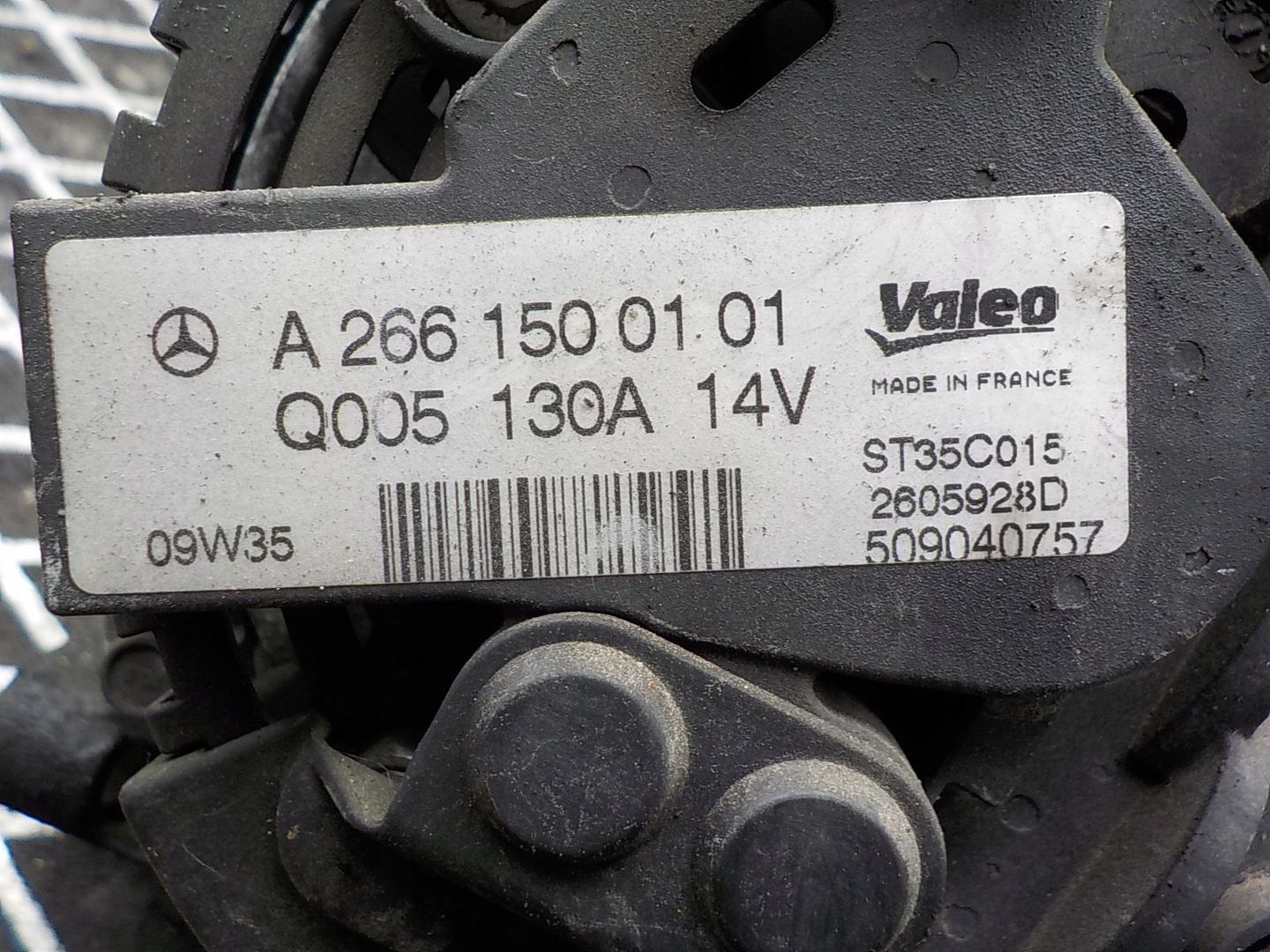 MERCEDES-BENZ KLASA A W169 1.5 B ALTERNATOR A2661500101 UWAGA OPIS