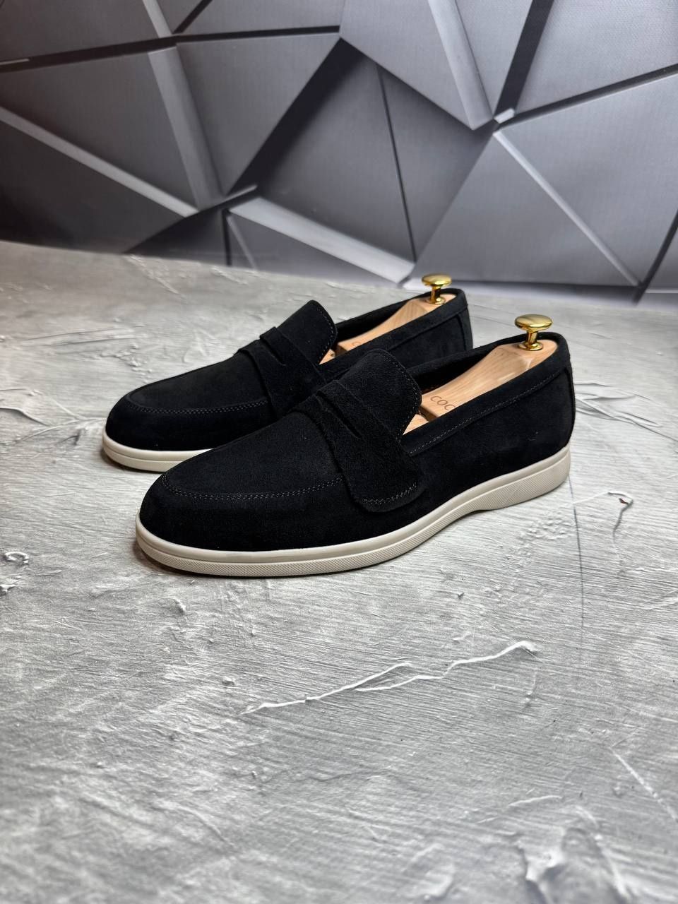 Лоферы Замшевые мужские чёрные LORO PIANA Black! Замша Натуральная!