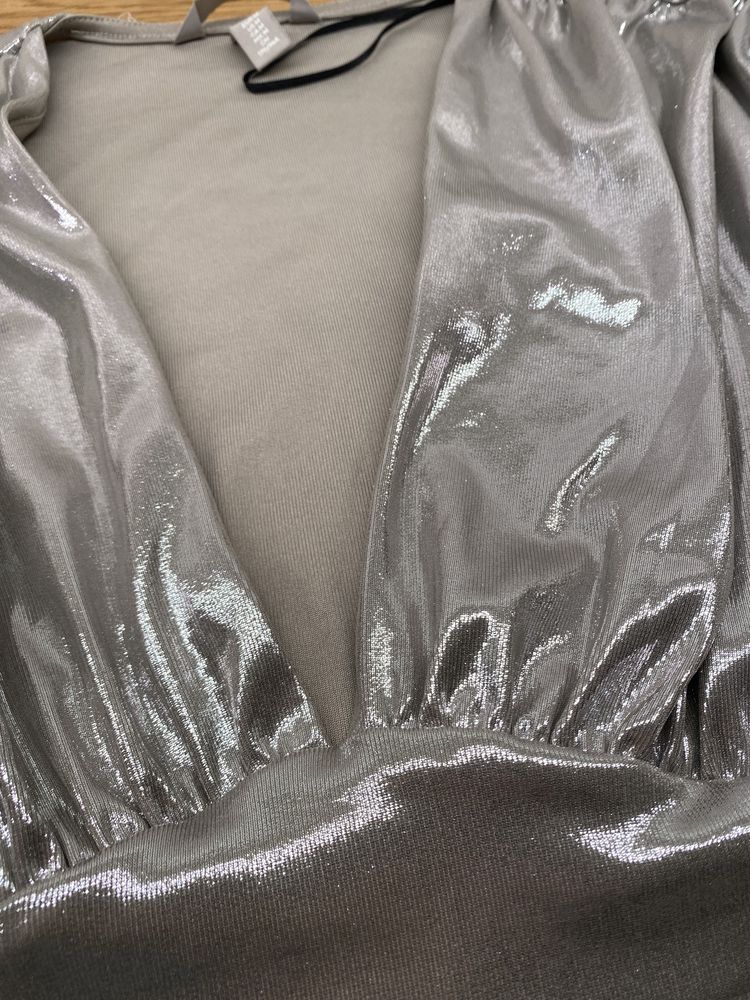 Srebrne Body strój błyszczący H&M jak brokat i cekiny HandM bielizna