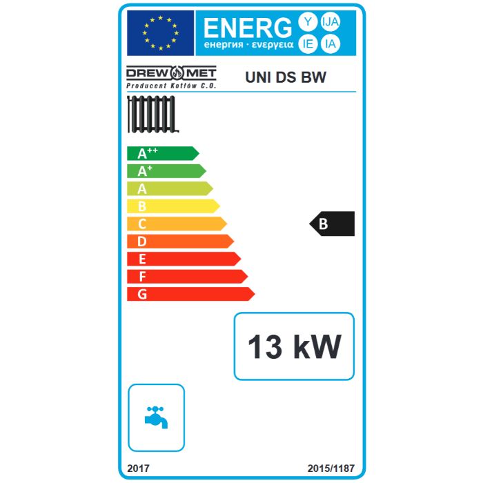 Kocioł DREW-MET UNI DS BW 13 kW - 5 klasa - ED - zasypowy / tradycyjny