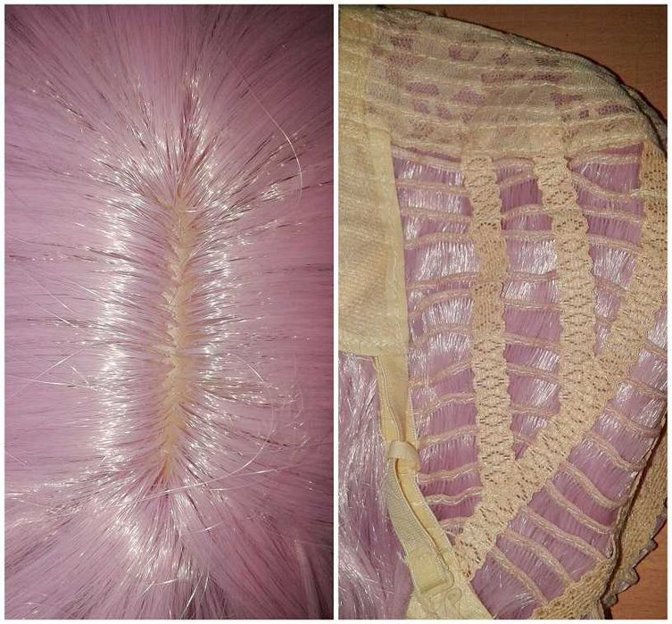 Długa 110cm różowa falowana karbowana peruka z grzywką cosplay wig